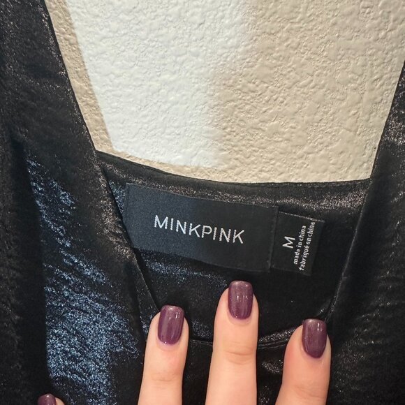 Mink Pink Boudoir Satin Slip Dress – Black - Picture 4 of 4